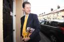 Deputy Prime Minister Nick Clegg delivered Lib Dem campaign leaflets in Portland Street, Taunton, ahead of the county council elections in May 2013.