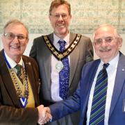 New President Martin Straus, mayor of Taunton Nick O’Donnell and past president Geoffrey Morton