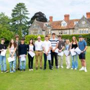 Millfield School students receiving their exam results in 2023.