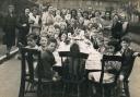 Children celebrating in a street party in Taunton in 1945.
