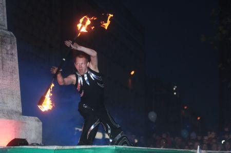A scene from the fire show