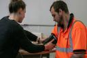 A Suez worker getting a blood pressure test. Picture: NHS Someret