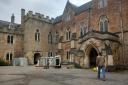 Teams worked to remove film equipment and props from the Bishop's Palace in Wells.