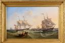 SIGNED CANVAS: This painting by John Wilson Carmichael depicts shipping off Tynemouth