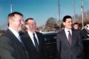 Jeremy Browne, centre, with Foreign Secretary David Miliband, right, in Taunton