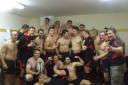 Celebrations in the changing room after the match