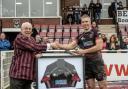 LANDMARK: Gary Kingdom (right) celebrated reaching 250 games for Taunton Titans last weekend, and is pictured with Taunton RFC president Dick Macey. Pic: Clayton Jane Photography