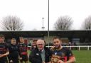 TROPHY: Wellington RFC captain Patrick Jarman being presented with the South West Counties Intermediate Cup champions shield