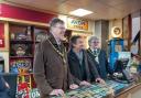 Cllr Nick O'Donnell, Richard Hammond, and Cllr Mike Best in the County Classics Museum.