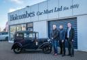 Peter, John and Matthew Holcombe on the last day of Holcombe's Car Mart with an 1933 Austin 7 Peter has owned for 60 years since he was 12.