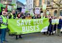 Residents rallied in the hopes of preventing the bus routes being scrapped.