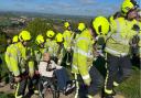 Annie was helped up the Tor by Devon and Somerset Fire and Rescue Service firefighters.