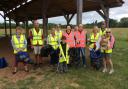 LITTER PICKERS: The team cleaning up Longrun Meadow