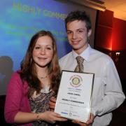 Jack Capel receives his Highly Commended certificate from Karen Covey, 19