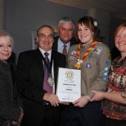 She is pictured in uniform with her parents, Steve and Hazel Altria, right, and Taunton Deane Mayor and Mayoress Bob and Liz Bowrah