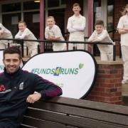 SUPPORT: England cricketer Mark Wood with a group of young players at the #Funds4Runs launch event