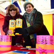 Rachel Irven and Lisa Benson collect for the Ukraine Humanitarian Appeal. Picture: Steve Richardson