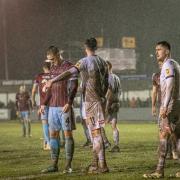 Captain Nick Grimes in the muddy pitch on Tuesday