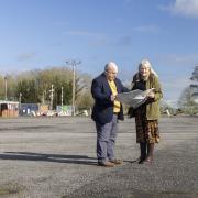 Councillor Claire Sully with Somerset Council leader Bill Revans at the Gravity site near Puriton.