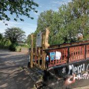 The closed footbridge in Goodland Gardens in Taunton