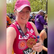 Leanne Cooper with her London Marathon medal