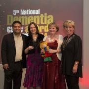 At the Dementia Care Awards, from left, are ITV’s Paul Sinha, Fiona Mahoney and Emma Green of Reminiscence Learning, and Sue McLean, director of Care Services and Outcomes at Community Integrated Care.