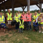 LITTER PICKERS: The team cleaning up Longrun Meadow