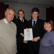 Steven is pictured at the ceremony with Ch Supt Sandy Padgett, of Avon and Somerset Police, and parents Mike and Debbie Perring