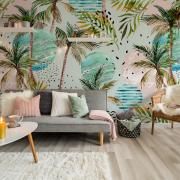 PICK A LEAFY PATTERN: Art Illustration With Palm Tree Doodle mural, £301, Pixers. Photo: Pixers/PA Photo/Handout