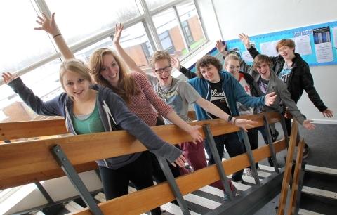 Becky Riggs, Ellen McCausland, Kiaran Barker, Harry Duncan, Emma Owen, Tom Strachan and Andrew Ward. PHOTO: Steve Guscott