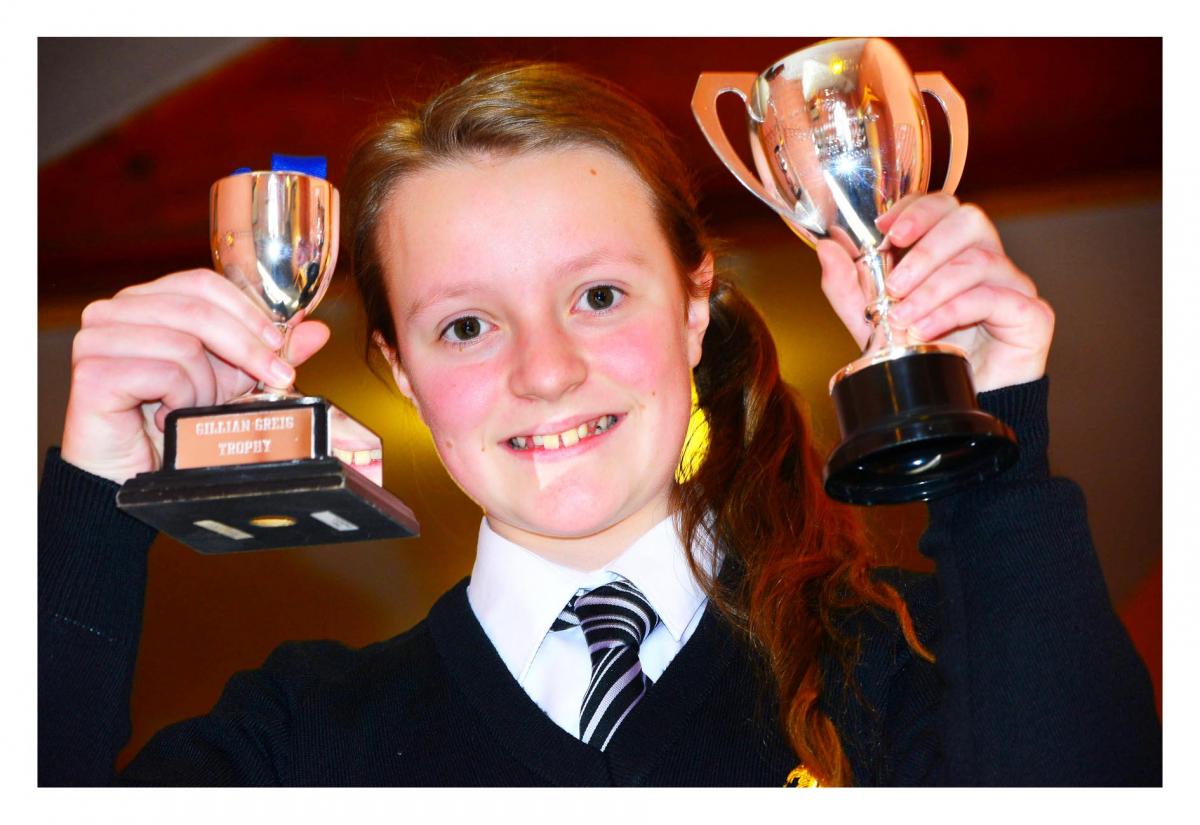 Ellen Steward with her trophies from the Junior Vocal Section at Temple Methodist Church