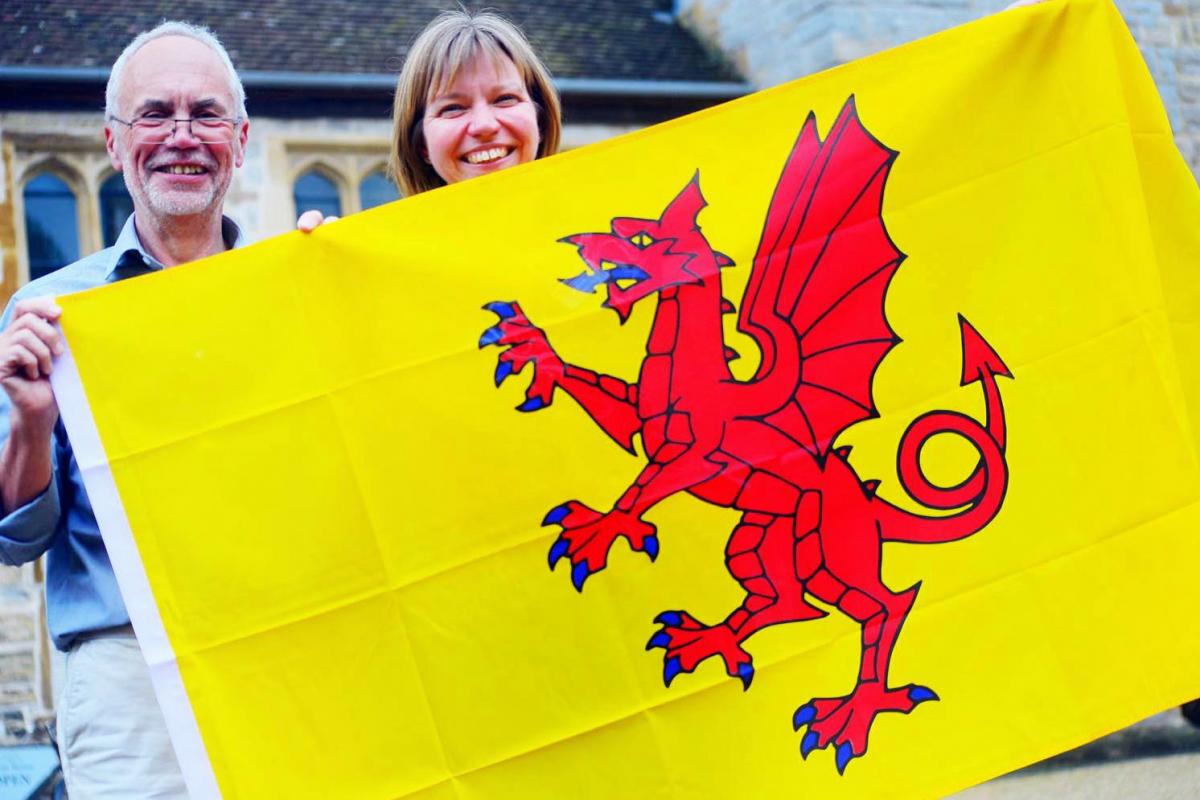 FLYING THE FLAG: Steve Minnitt and Susie Simmons outside the Museum of Somerset