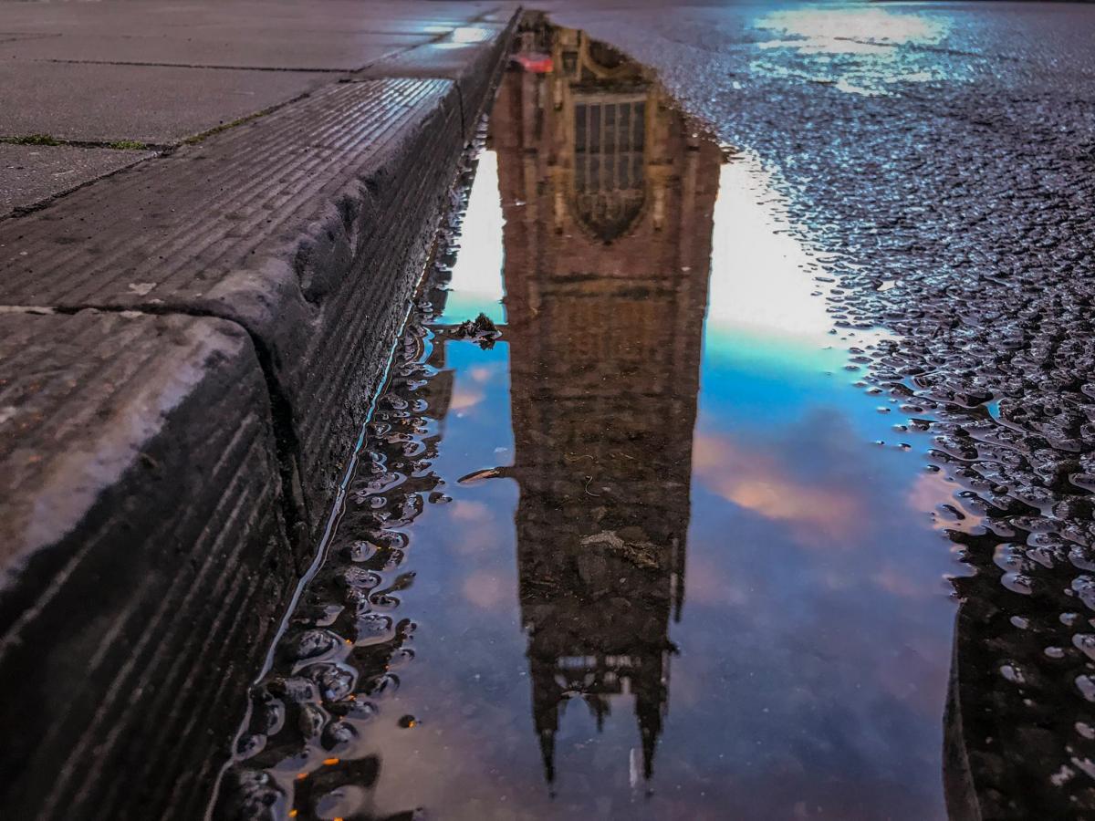 A reflection of St Mary Magdalene Church, Taunton, by Keanu Drone