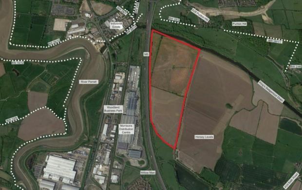 Somerset County Gazette: Proposed Location Of Solar Farm On Horsey Lane In Bridgwater. CREDIT: FPCR. Free to use for all BBC wire partners.