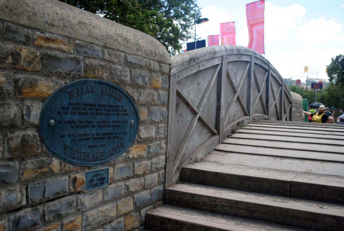 Bella's Bridge. Dedicated to Glastonbury Festival stalwart Arabella Churchill. June 2019. Picture: Paul Jones