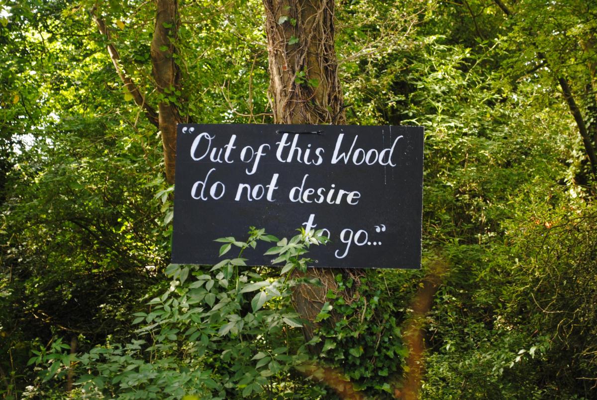 A sign in The Woods area of the 2019 Glastonbury Festival. Picture: Paul Jones