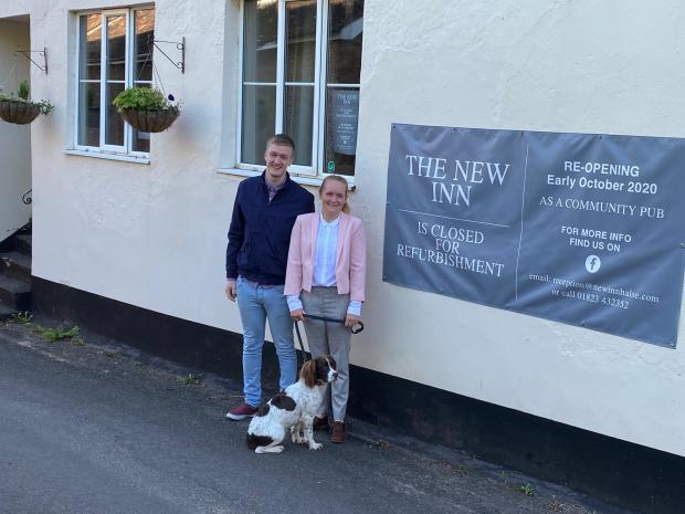 Somerset County Gazette: Jake Wilde and Ellie Wakeman- new management team at the New Inn on the day the pub contracts were exchanged 