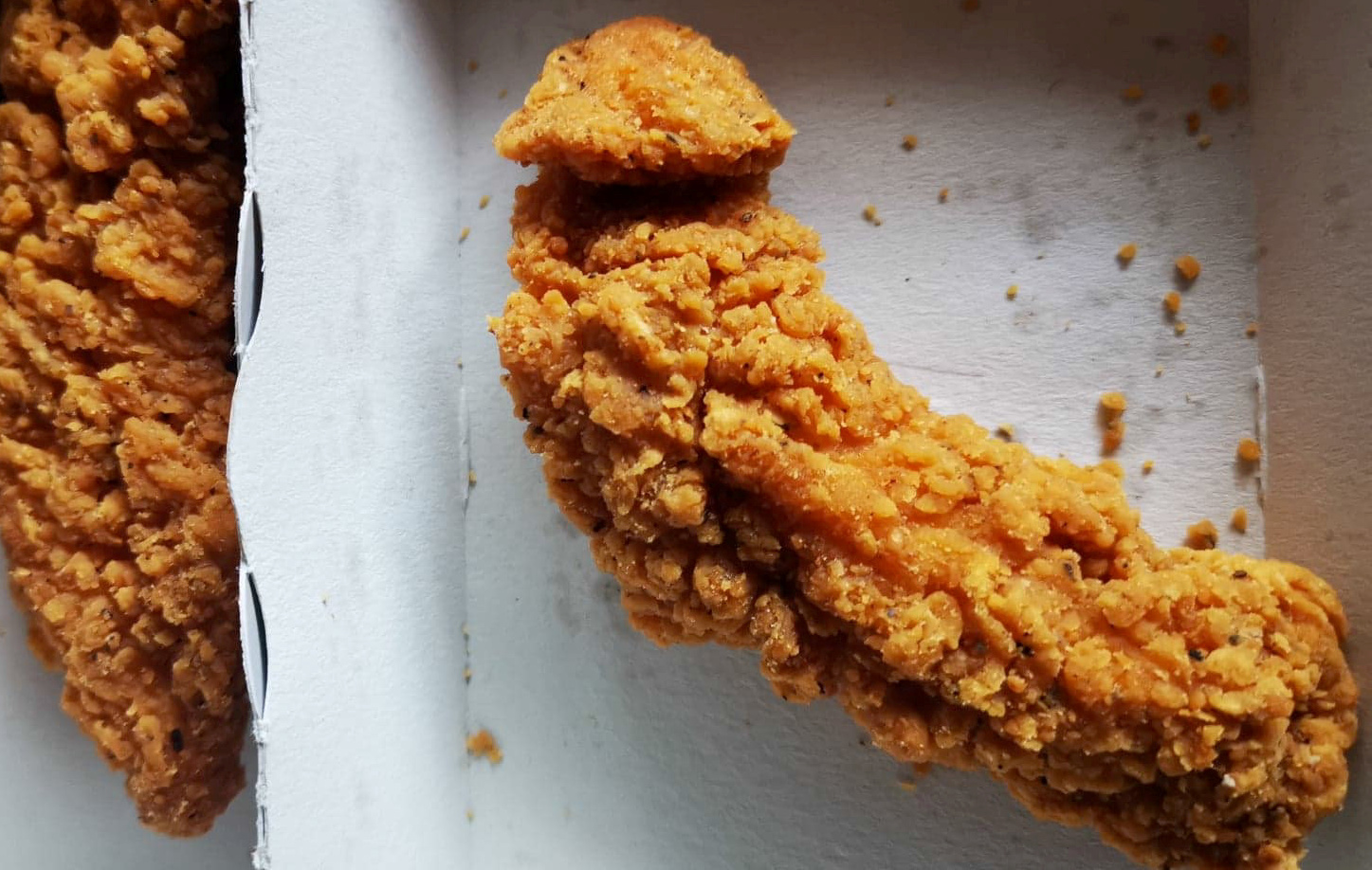 The phallus shaped chicken select found by dad Rich Greene in his McDonalds meal. See SWNS story SWOCselect. A dad was left surprised after finding a suspiciously-shaped chicken select in his McDonalds meal. Rich Greene, 47, bought his favourite the
