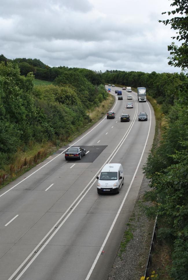 A stretch of the A303 in Somerset, the road where the two drivers were caught speeding