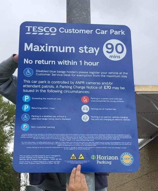The new parking signs in Tesco