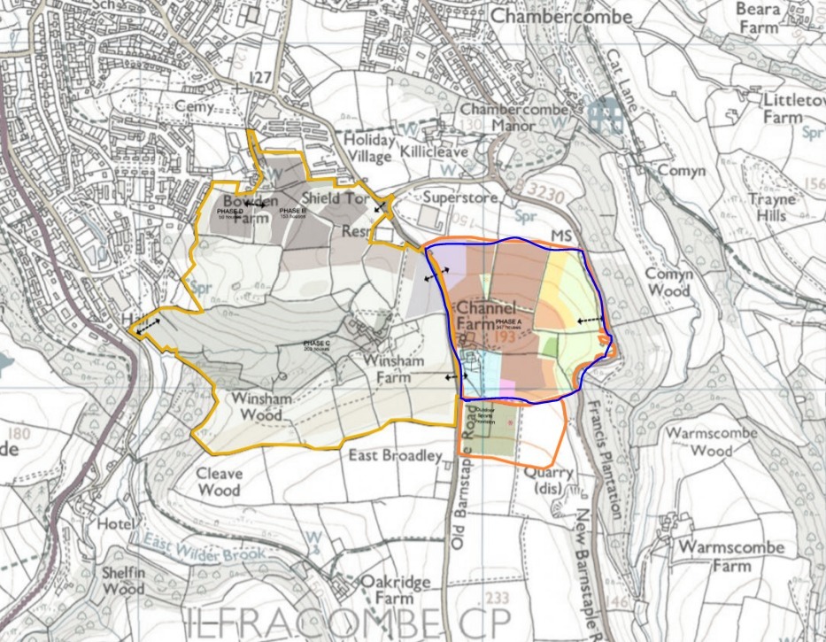In blue, phase one of the expansion of Ilfracombe. Picture: From the planning application
