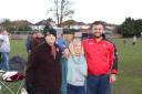 CLUB HERO: Dave ‘Shakey’ James with his wife Kate and son Dan at the charity football match he organised last year