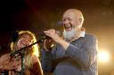 Michael Eavis performs on the William's Green stage with his band. Picture: Yui Mok, PA Wire