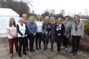 From left to right: Irene Dickinson, Beverley Broad, Heather Saxton, Di Webster, Jo Wyatt ( incoming Lady Captain), Tina Morgan, Wendy Walker, Jackie Woodman (2022-23 Lady Captain., Alison Greenslade and Jackie Bull.