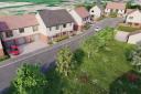 An artist's impression of the proposed new homes on the B3151 Northload Bridge in Glastonbury.