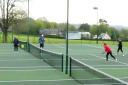 Players enjoying the renovated facilities at Wiveliscombe Tennis Club