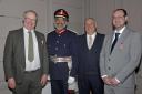 Lord Lieutenant Mohammed Saddiq, second left, with BEM recipients, left to right, David Scott, William Mellersh and Andrew Samuel. Picture: Somerset Council