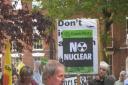 Alan Debenham at a no nuclear rally in Bridgwater.