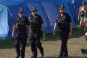 Police officers on patrol at Glastonbury Festival 2023.