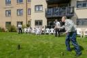 Swedish throwing game comes to Riverain Lodge, Taunton. Picture: Theo Moye